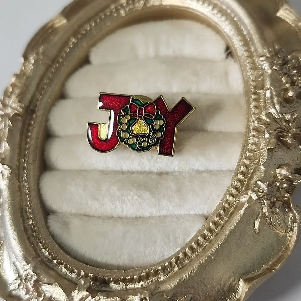 Festive JOY Enamel Pin Vintage